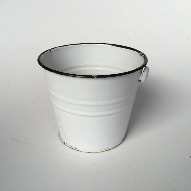 BUCKET, Small White Enamel